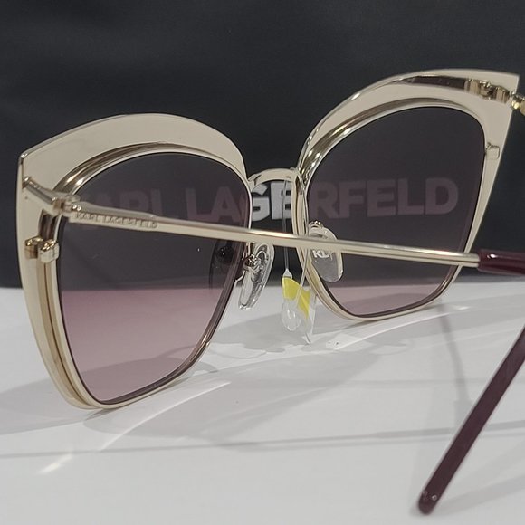 NEW ⭐ Karl Lagerfeld Sunglasses KL254S 55-16-140 Cat Eye Wine/Gold + Soft Case - Picture 9 of 11